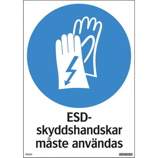 Systemtext Skylt Esd - handska Måste Anv 210x297 - | CleanNest - SYSTEMTEXT | CleanNest