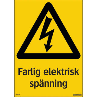 SKYLT FARLIG ELEK SPÄNN. 210X297 PL - SYSTEMTEXT
