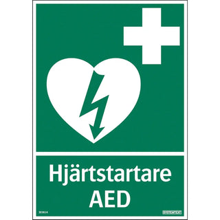 SKYLT HJÄRTSTARTARE 210X297 PL TR - SYSTEMTEXT