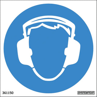 SKYLT HÖRSELSKYDD 80X80 DE - SYSTEMTEXT