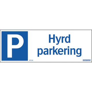 Systemtext Skylt Hyrd Parkering 297x105 Al | CleanNest - SYSTEMTEXT | CleanNest