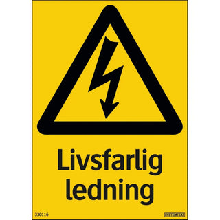 SKYLT LIVSFARLIG LEDNING 105X148 PL - SYSTEMTEXT