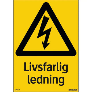 Systemtext Skylt Livsfarlig Ledning 105x148 Pl | CleanNest - SYSTEMTEXT | CleanNest