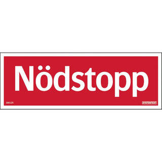 SKYLT NÖDSTOPP RÖD 210X74 AL - SYSTEMTEXT