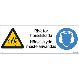 SKYLT RISK HÖRSELSKADA 420X148 PL - SYSTEMTEXT