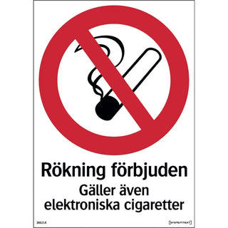 SKYLT RÖKNING FÖRBJ E-CIGG 210X294 - SYSTEMTEXT