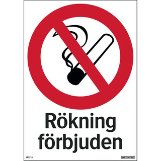 SKYLT RÖKNING FÖRBJUDEN 148X210 PL - SYSTEMTEXT