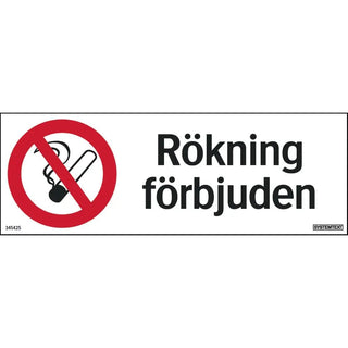 Systemtext Skylt Rökning Förbjuden 210x74 Pl | CleanNest - SYSTEMTEXT | CleanNest
