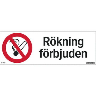 SKYLT RÖKNING FÖRBJUDEN 297X105 AL - SYSTEMTEXT