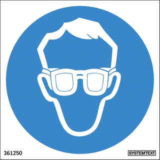SKYLT SKYDDSGLASÖGON 80X80 DE - SYSTEMTEXT