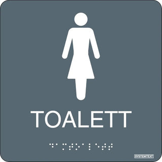 Systemtext Skylt Taktil Toalett Dam Grå | CleanNest - SYSTEMTEXT | CleanNest