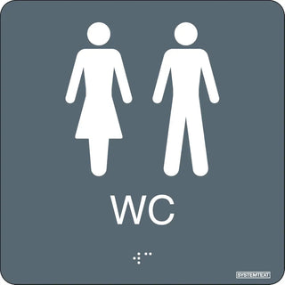 SKYLT TAKTIL WC DAM/HERR GRÅ - SYSTEMTEXT