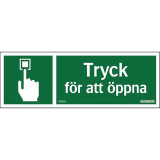 Systemtext Skylt Tryck För Att Öppna 210x74 Pl | CleanNest - SYSTEMTEXT | CleanNest