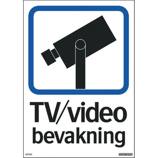 Systemtext Skylt Tv/video Bevakning 148x210 Pl | CleanNest - SYSTEMTEXT | CleanNest