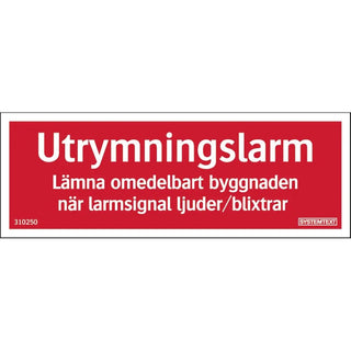 Systemtext Skylt Utrymningslarm 150x54 Pl | CleanNest - SYSTEMTEXT | CleanNest