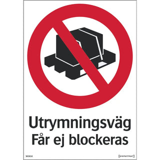 SKYLT UTRYMNINGSVÄG EJBLOCK 210X297 - SYSTEMTEXT