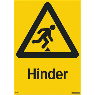 SKYLT VARNING HINDER 210X297 PL - SYSTEMTEXT