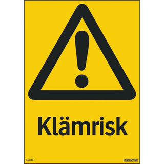 SKYLT VARNING KLÄMRISK 210X297 PL - SYSTEMTEXT