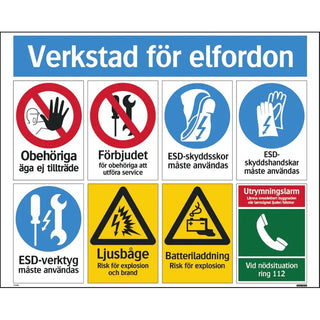 Systemtext Skylt Verkstad F Elbilar 780x625 Al | CleanNest - SYSTEMTEXT | CleanNest