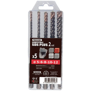 BORRSET SDS PLUS 2-SKÄR 5-12MM 5DEL - TECOS