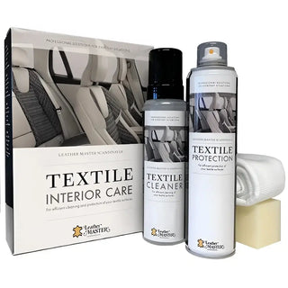 Rengörings- och skyddssats för textil i bilinredning.