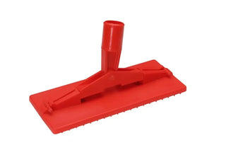 Slipkloss i röd plast med handtag.