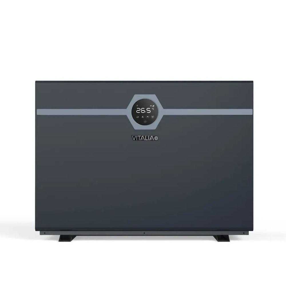 Vitalia Silent Flow 13kW poolvärmepump bakutblås COP 15.8 WiFi tyst